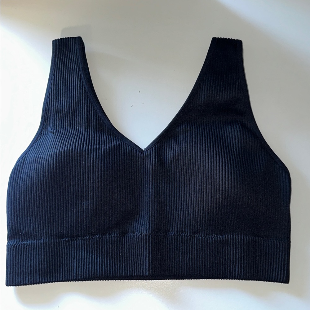 Aerie Black Ribbed Sports Bra